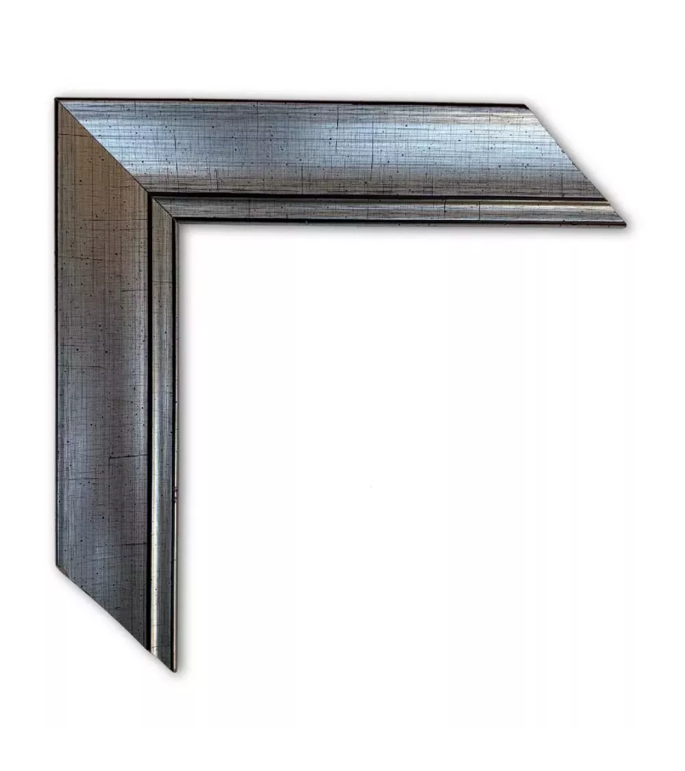 MOLDURA PINO 7501 PLATA CÁLIDA ROZADA FONDO ROJO