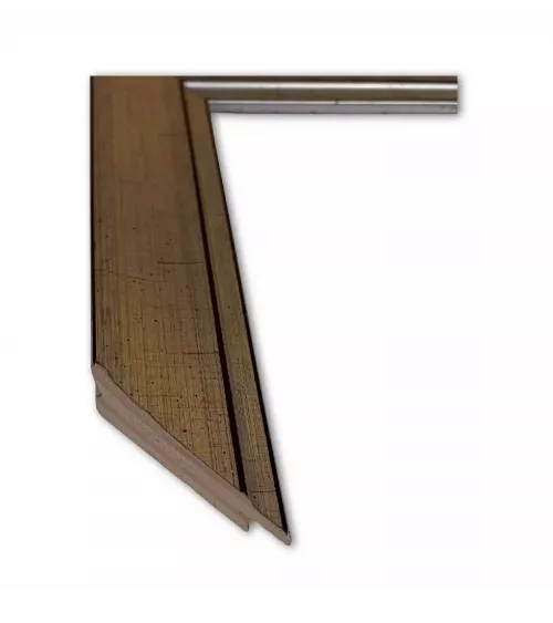 MOLDURA PINO 7501 PLATA CÁLIDA ROZADA FONDO ROJO