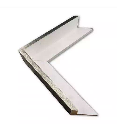 MOLDURA BLANCA BORDE PLATA