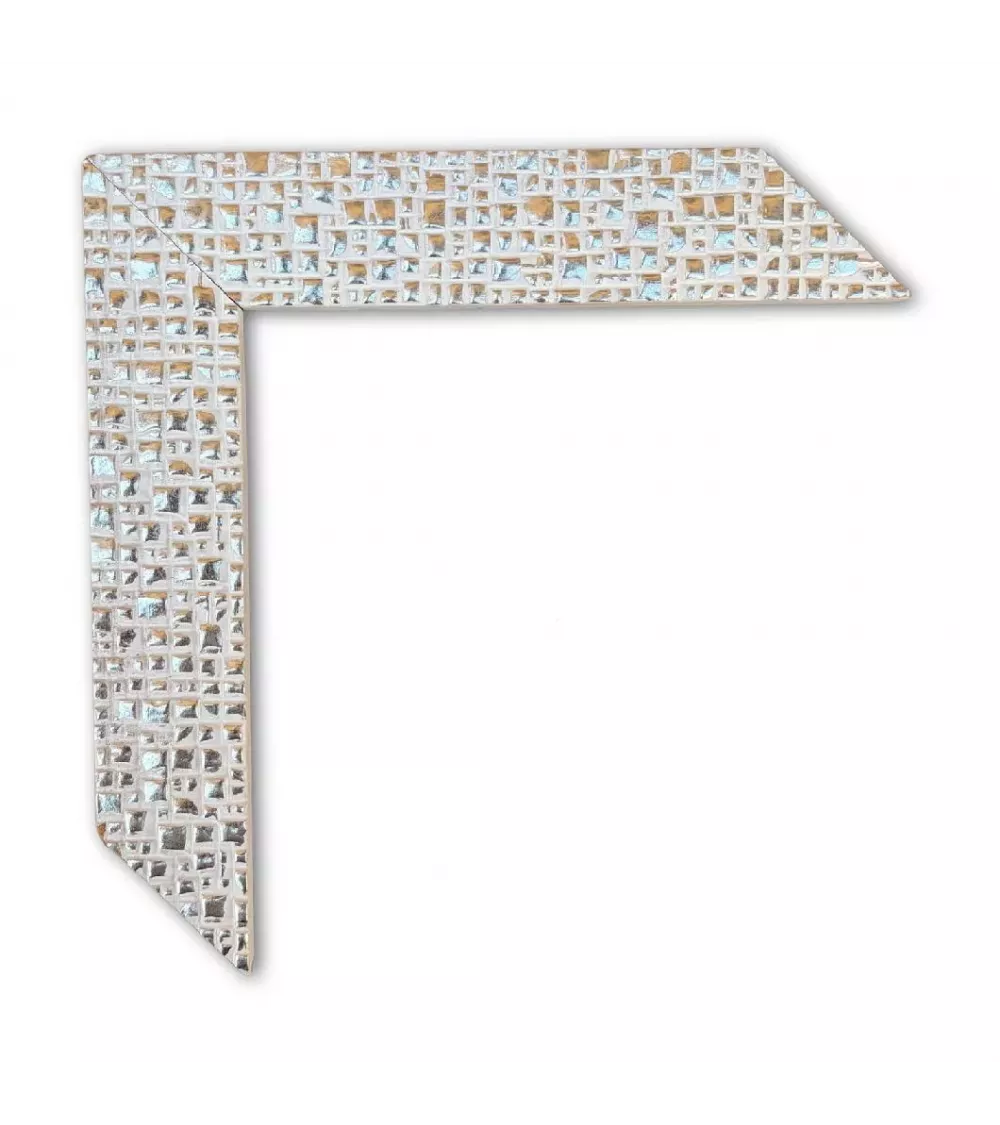 MOLDURA BLANCA CON CUADROS PLATEADOS