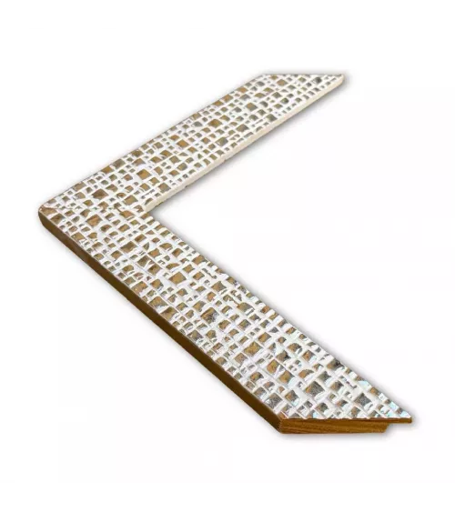 MOLDURA BLANCA CON CUADROS PLATEADOS
