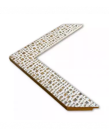 MOLDURA BLANCA CON CUADROS PLATEADOS
